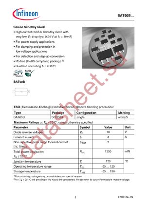 BAT 60B E6327 datasheet  